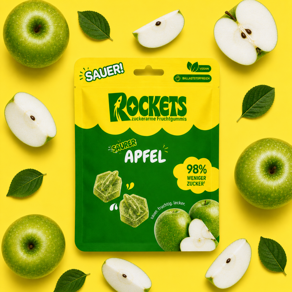 Sauer Apfel Gummies – Fruchtgummis ohne Industriezucker & Süßstoffe, vegan, eigene Herstellung in Deutschland