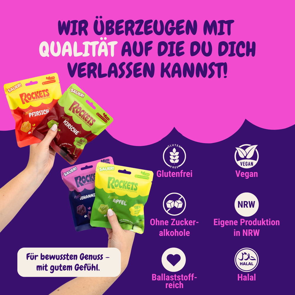 Rockets zuckerarme Fruchtgummis sauere Johannisbeere