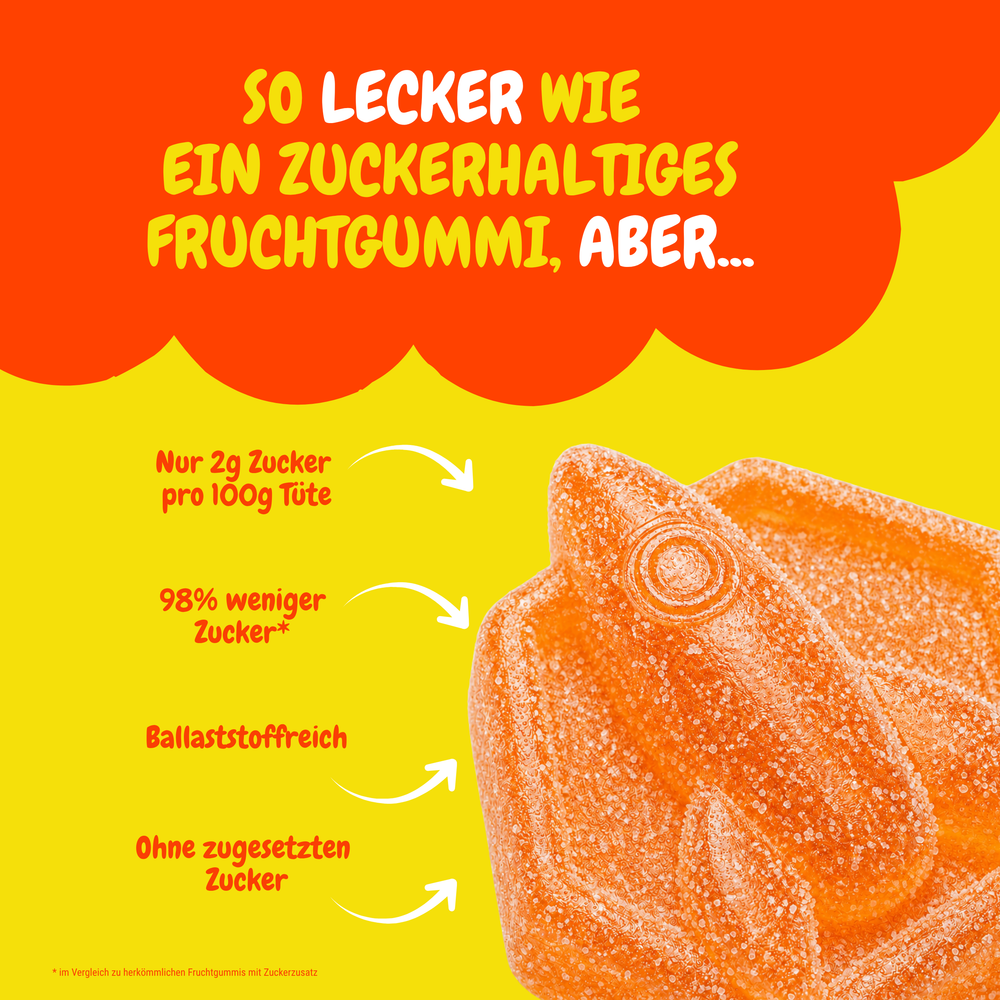 Sauer Pfirsich Gummies – Fruchtgummis ohne Industriezucker & Süßstoffe, vegan, eigene Herstellung in Deutschland