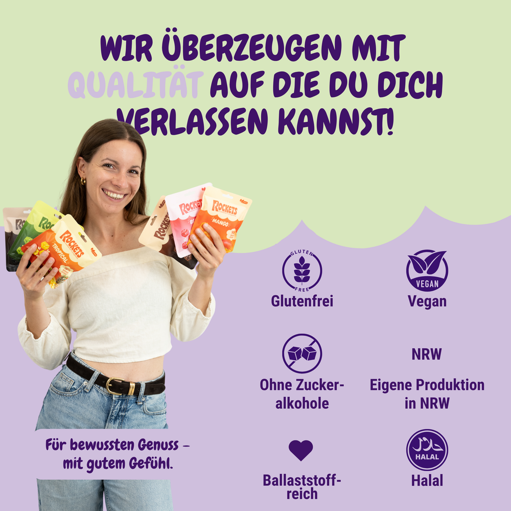 low sugar Gummies – Fruchtgummis ohne Industriezucker & Süßstoffe, vegan, eigene Herstellung in Deutschland