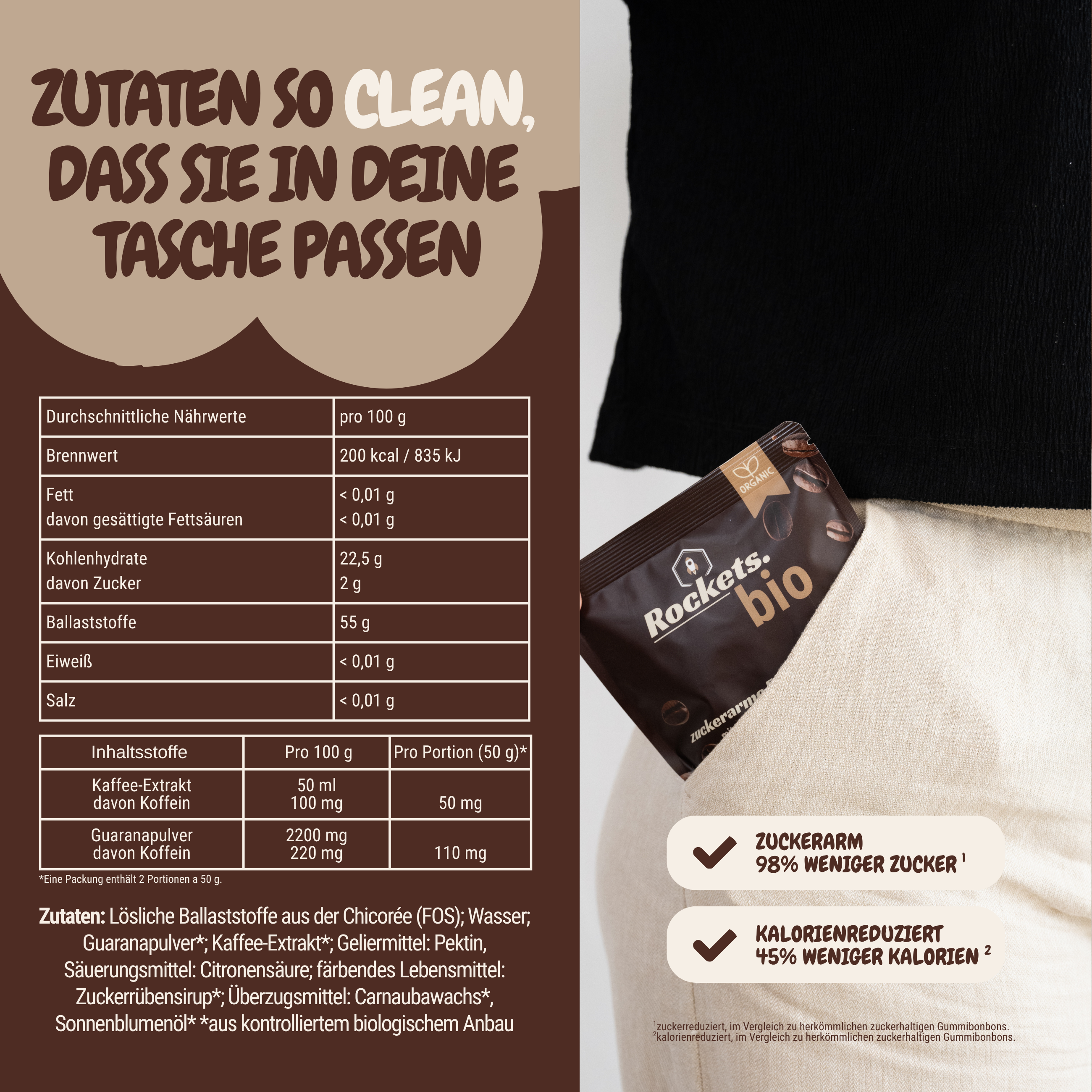 Bio Koffein Gummies  – Kaffee Koffein Bio Fruchtgummis ohne Industriezucker & Süßstoffe, vegan, eigene Herstellung in Deutschland