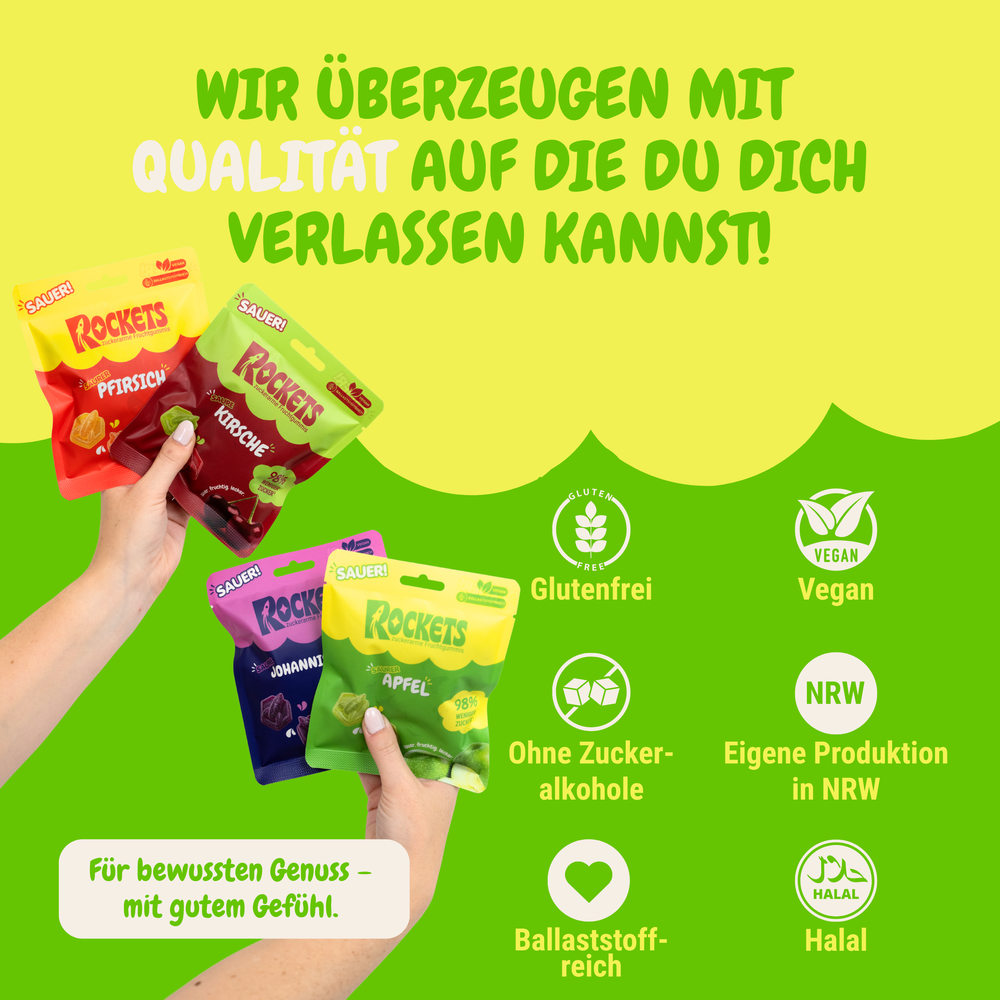 Sauer Apfel Gummies  – Fruchtgummis ohne Industriezucker & Süßstoffe, vegan, eigene Herstellung in Deutschland