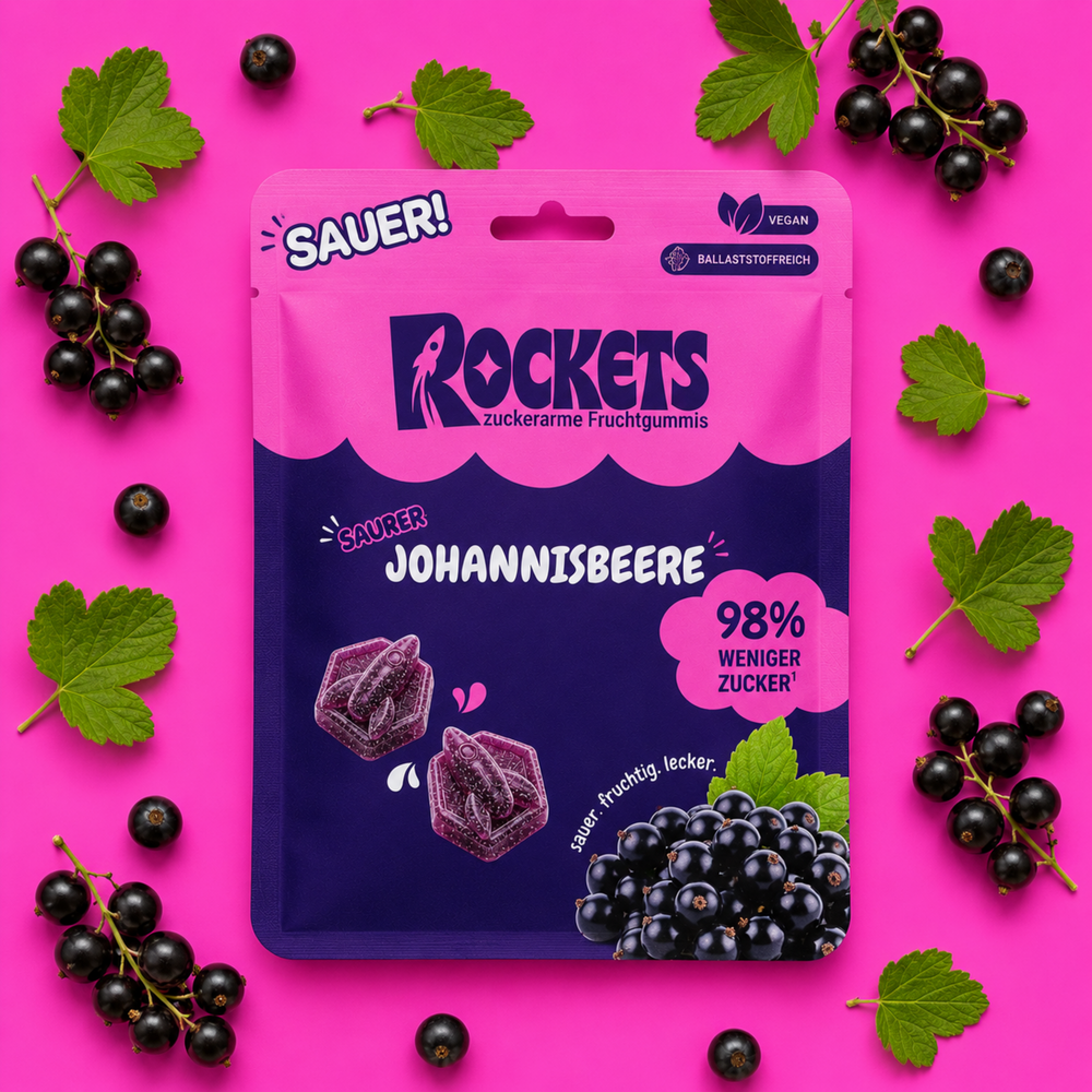 Rockets zuckerarme Fruchtgummis sauere Johannisbeere