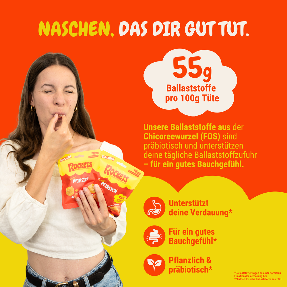 Sauer Pfirsich Gummies  – Fruchtgummis ohne Industriezucker & Süßstoffe, vegan, eigene Herstellung in Deutschland