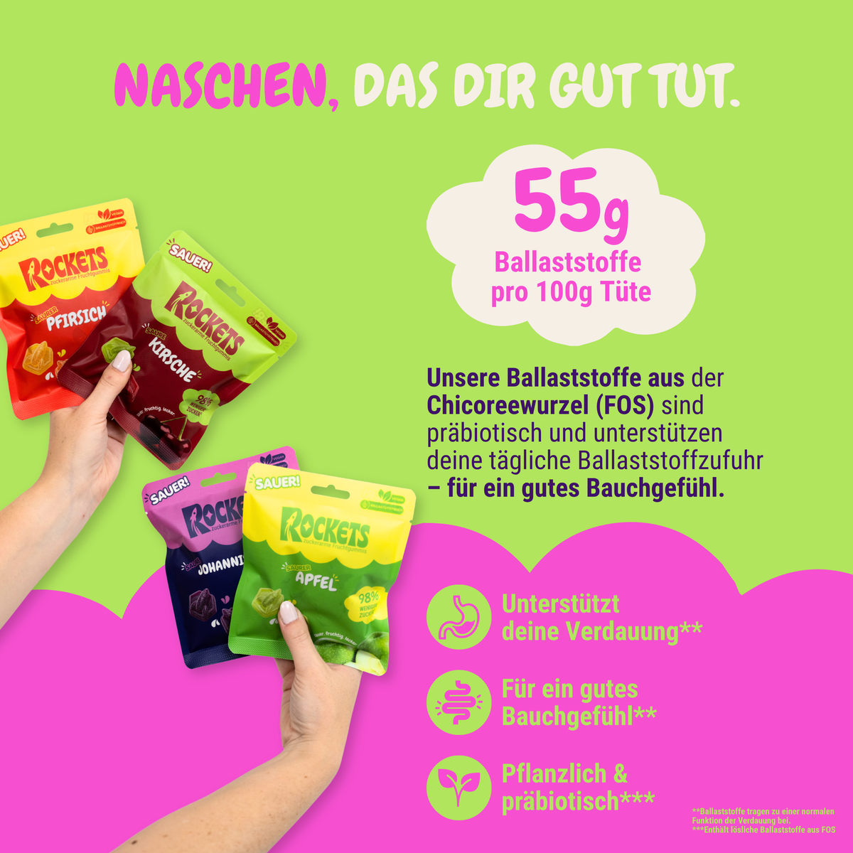 Rockets low sugar gummies - zuckerfrei - ohne Industriezucker - saure Fruchtgummis
