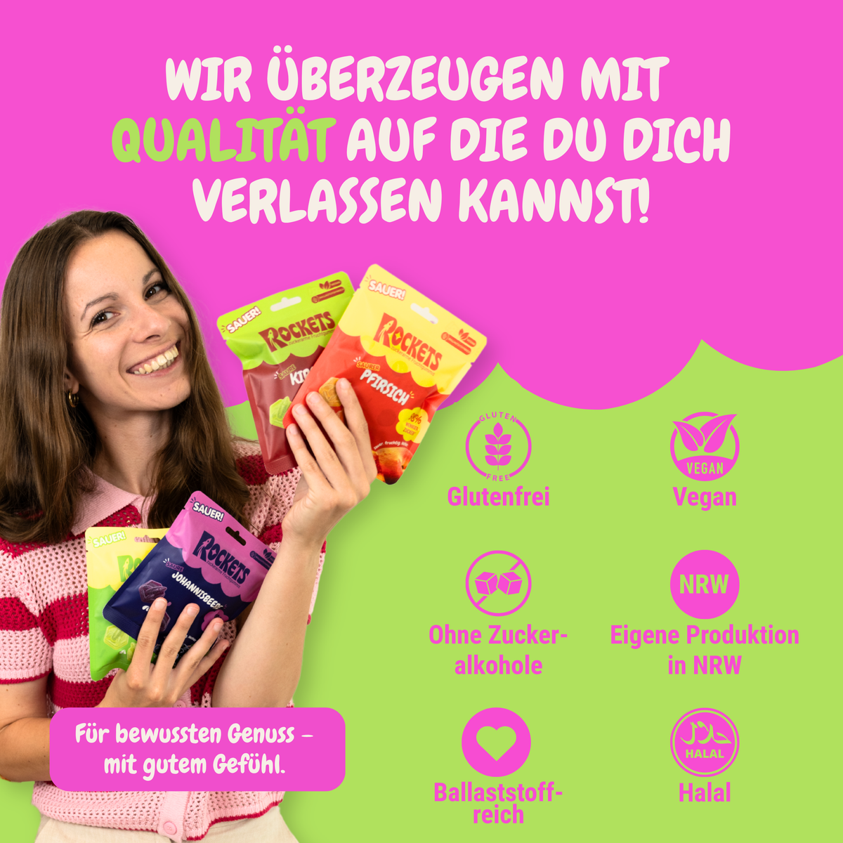 Rockets low sugar gummies - zuckerfrei - ohne Industriezucker - saure Fruchtgummis