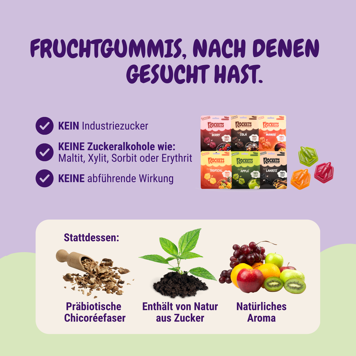 low sugar Gummies – Fruchtgummis ohne Industriezucker & Süßstoffe, vegan, eigene Herstellung in Deutschland