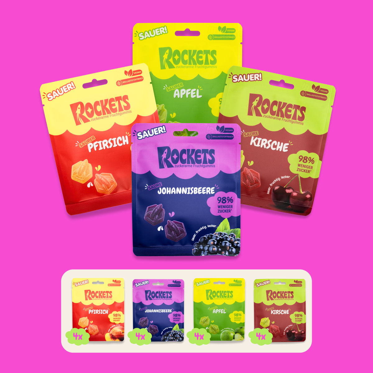 Rockets low sugar gummies - zuckerfrei - ohne Industriezucker - saure Fruchtgummis