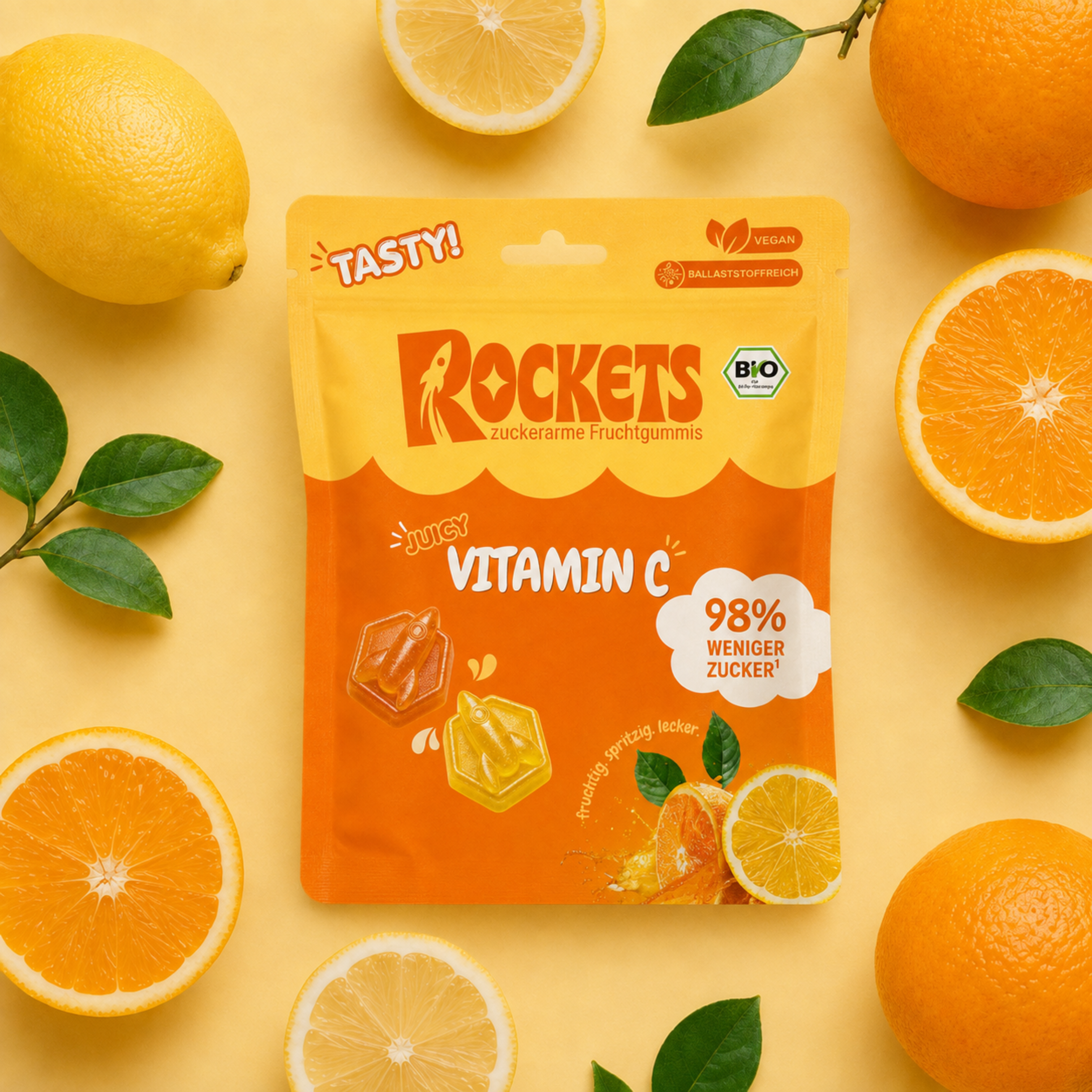 Bio Vitamin C Gummies  – Bio Fruchtgummis ohne Industriezucker & Süßstoffe, vegan, eigene Herstellung in Deutschland